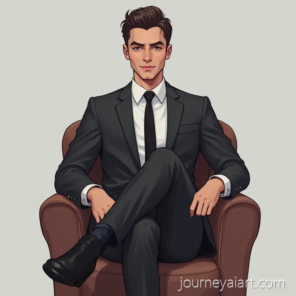 Handsome-25YearOld-CEOAI-Image-Prompt-Expansion-in-Black-Vest-and-White-Shirt-Sitting-on-an-Armchair