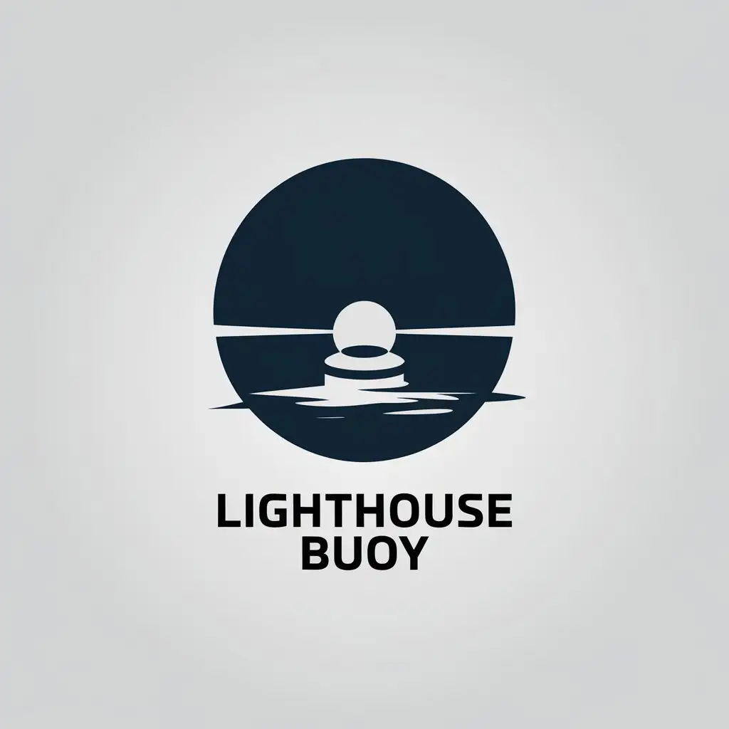 LOGO Design for Lighthouse Buoy Minimalistic Vector Logo with Round Fender Light Symbolizing Ocean Night