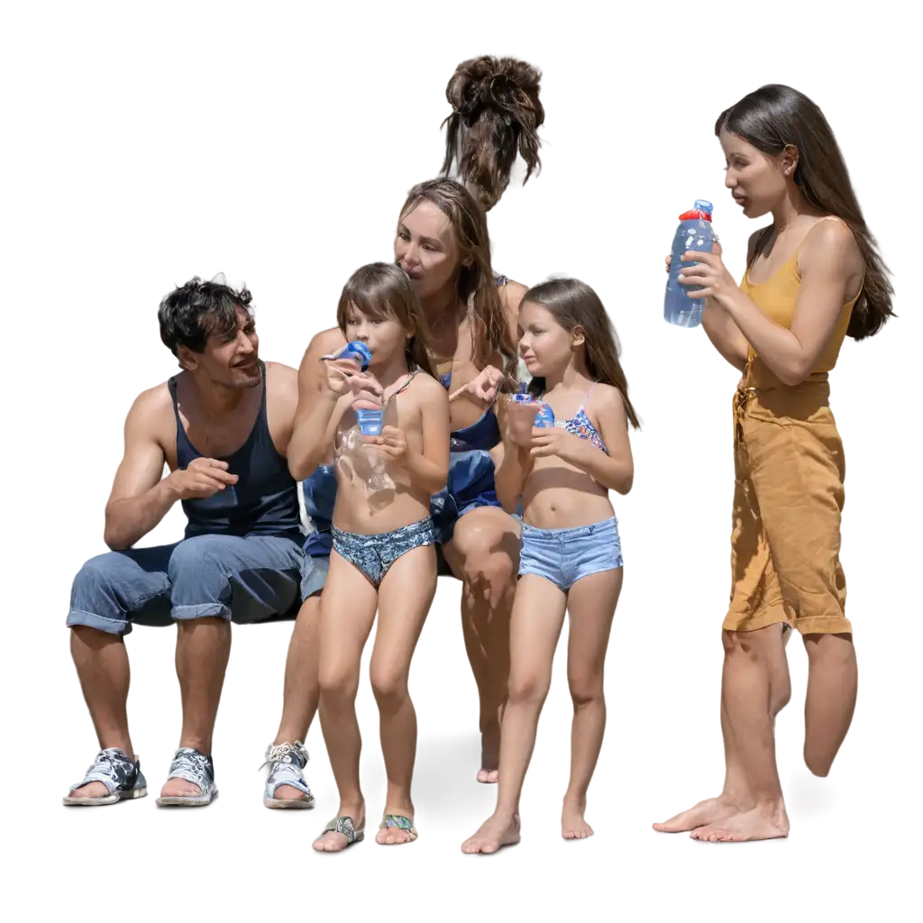 Family-Drinking-Water-in-Summer-Refreshing-PNG-Image-Captures-Joyful-Moments