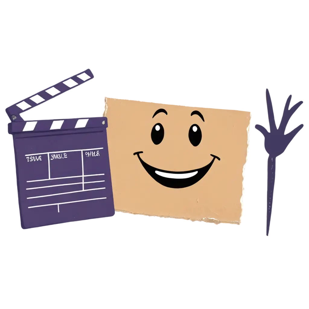 Violet-Clapperboard-with-Funny-Smile-PNG-for-Creative-Projects