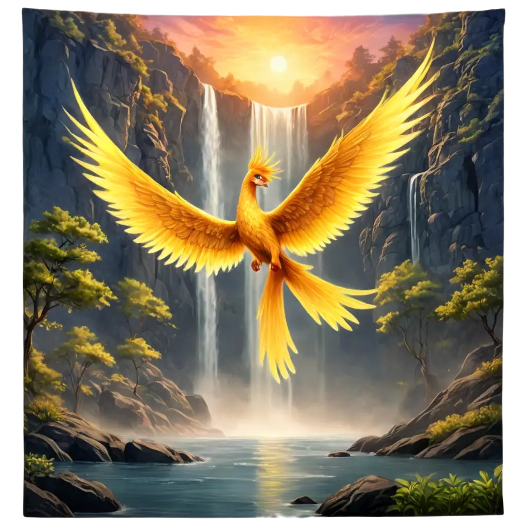 Majestic-Phoenix-SoaringPNG-Art-Prompt-Analysis-in-Front-of-a-Grand-Waterfall-PNG-UltraRealistic-Fantasy-Art