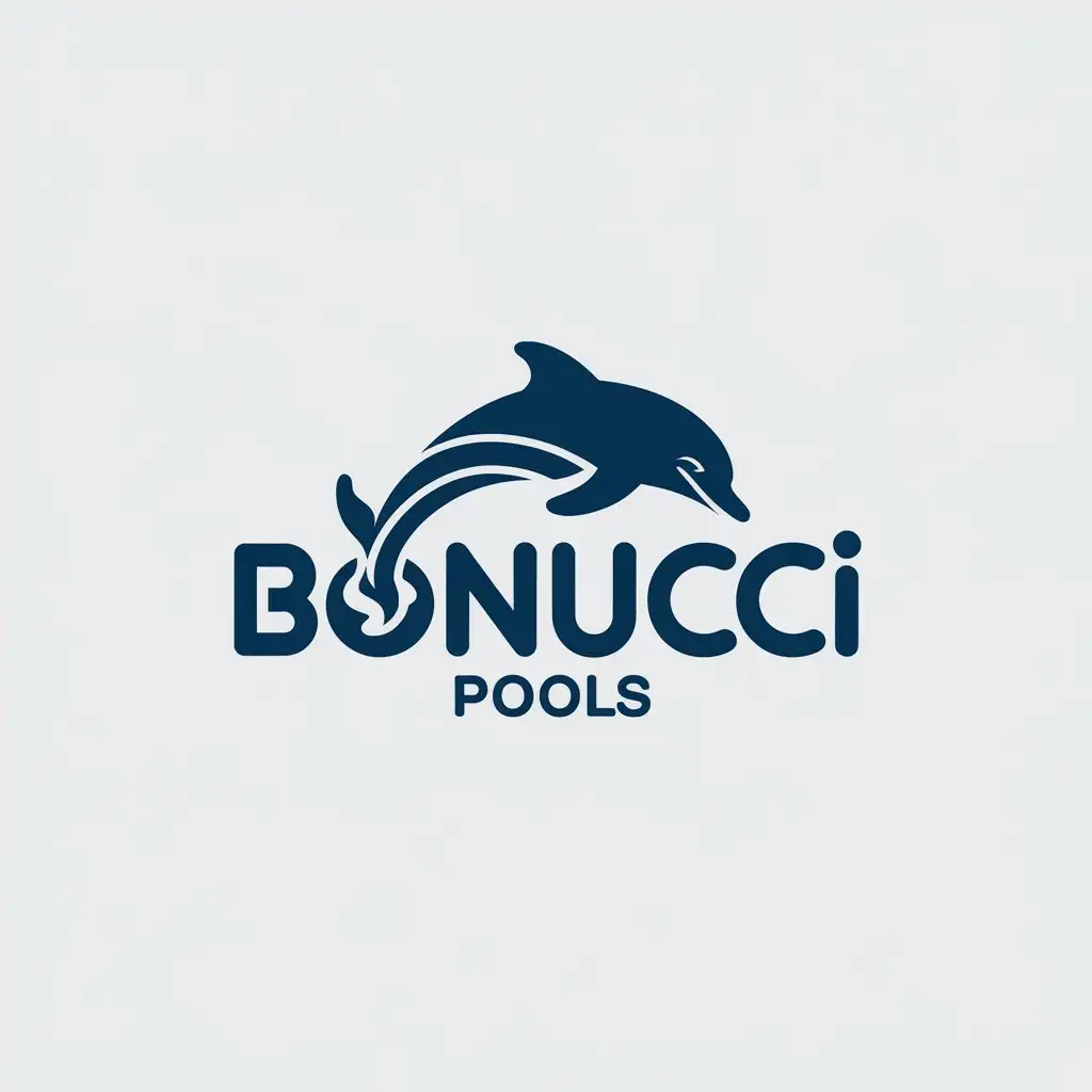 LOGO Design for Bonucci Pools Abstract Waves or Dolphin Icon with HighEnd Pool Theme