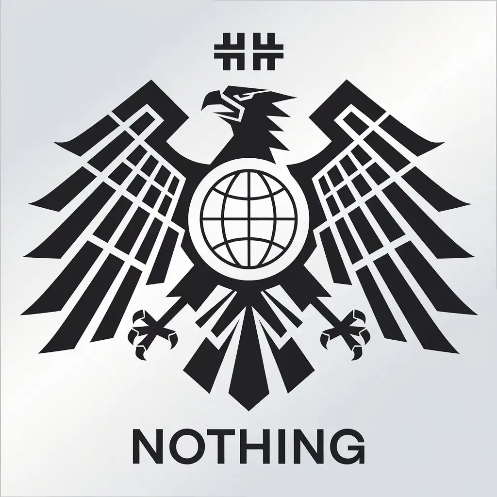 LOGO Design for Nothing Minimalistic Vector with Stylized Modern Nazi Eagle Globe and Coat of Arms Theme