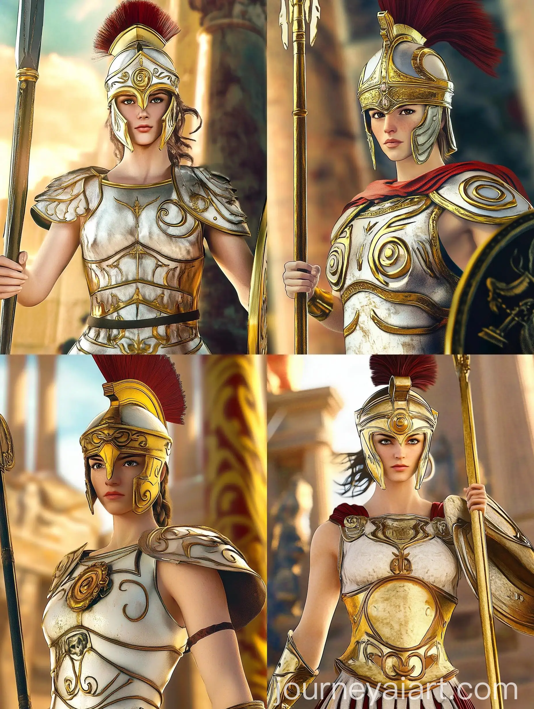 Goddess-Athena-in-Full-Armor-Standing-in-Temple-of-Olympus