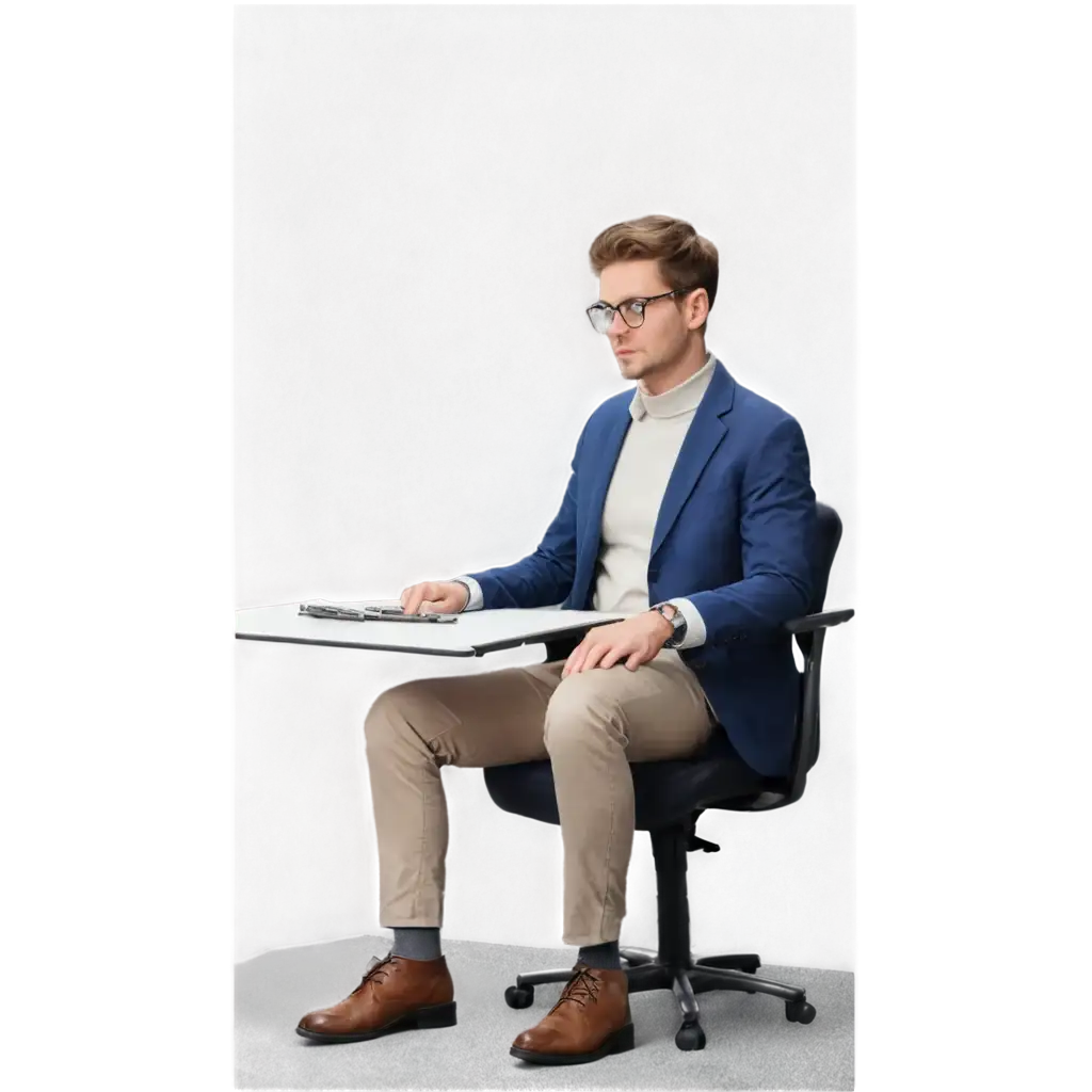 a person sitting in the office cabin