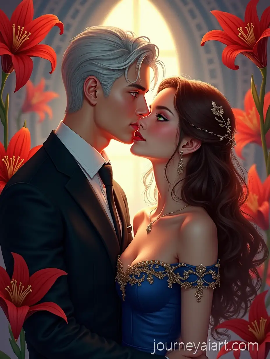 Romantic-Fantasy-Man-and-Woman-Embracing-Amid-Glowing-Red-Spider-Lilies-in-Ethereal-Manhwa-Style