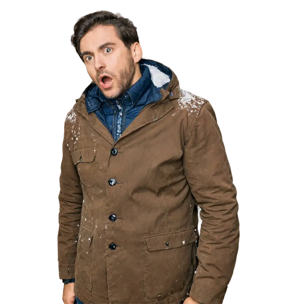 Frightened-Man-in-Jacket-with-Snow-HighQuality-PNG-Image-for-Versatile-Usage