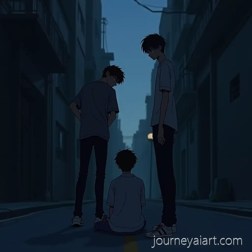 Two-Young-Men-in-an-Unsettling-Urban-Alley-atUrban-alley-tension-Dusk-Tense-and-Eerie-Scene