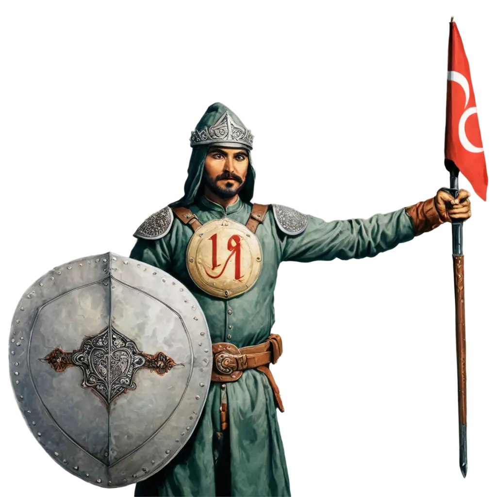 14th-Century-Ottoman-Mounted-Raider-Soldier-PNG-Image-with-Sword-and-Shield-HighQuality-Historical-Artwork