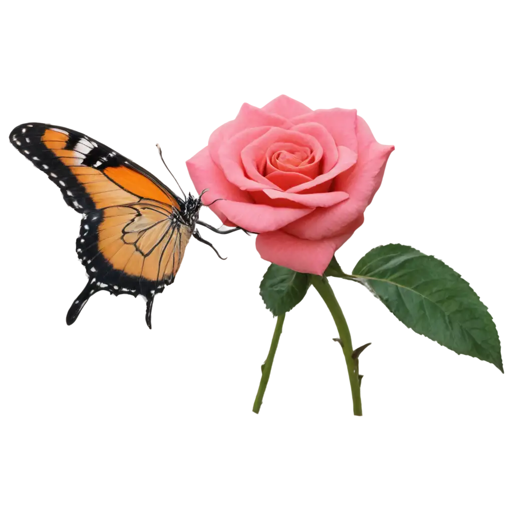 Stunning-PNG-Image-of-a-Butterfly-on-a-Rose-Flower-for-HighQuality-Visuals