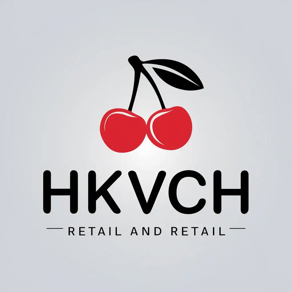 a vector logo design,with the text "HKVCH", main symbol:Cherry and seeding,Moderate,be used in Retail industry,clear background