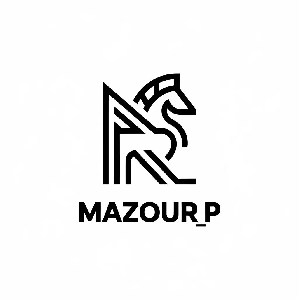 a vector logo design,with the text "MAZOUR_P", main symbol:horse,Moderate,be used in Others industry,clear background