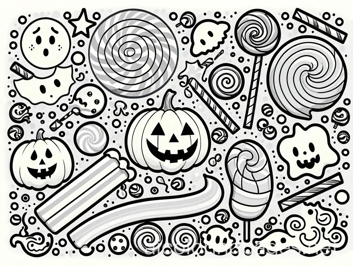 Spooky-Halloween-Candy-and-Treats-Coloring-Page