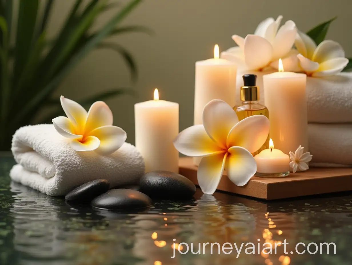 Tranquil-Spa-Scene-with-Aromas-Candles-and-Frangipani-Flowers