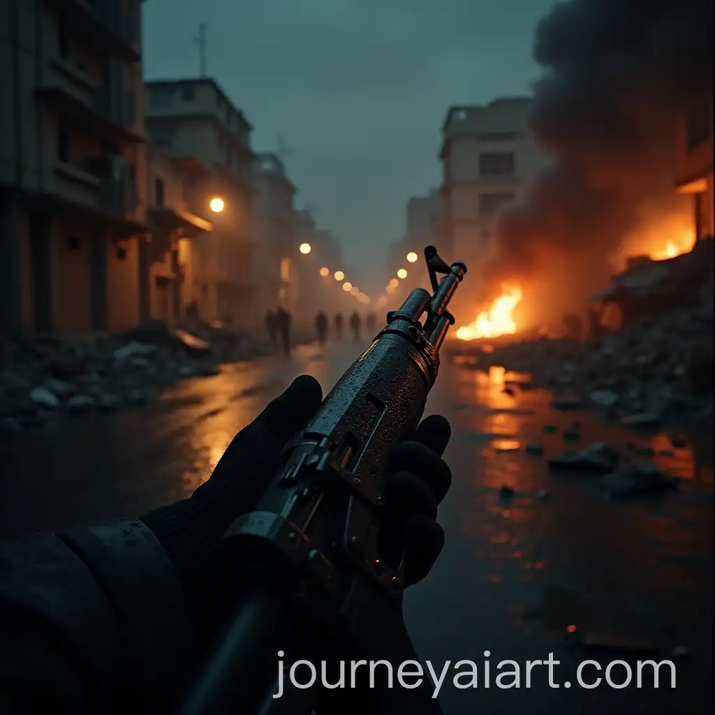 Soldier-Walking-Through-WarTorn-City-at-Night-with-AKAI-Art-Prompt-Expansion47