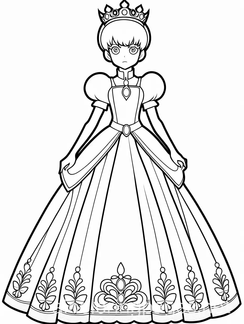 Mob-Psycho-100-Character-Dressed-as-Princess-Simple-Black-and-White-Coloring-Page