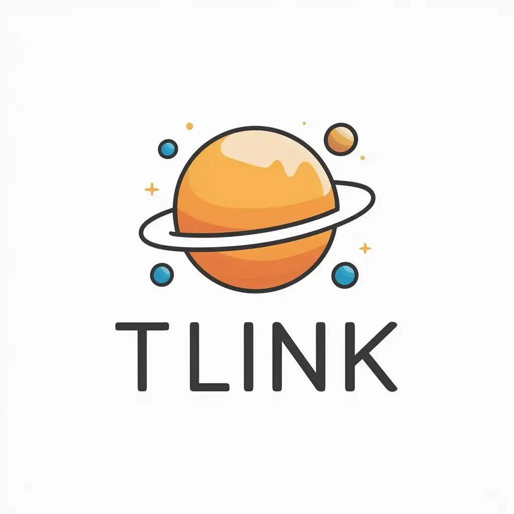 a vector logo design,with the text "TLINk", main symbol:there are small planets, simple, free, future,Moderate,be used in Internet industry,clear background