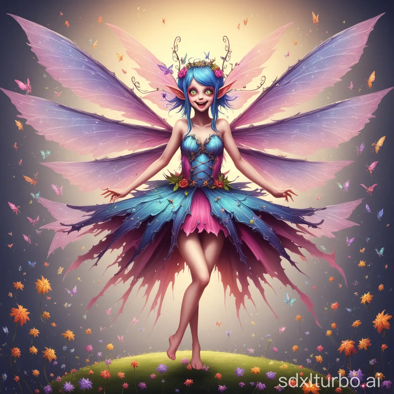 female crazy fairy with six wings