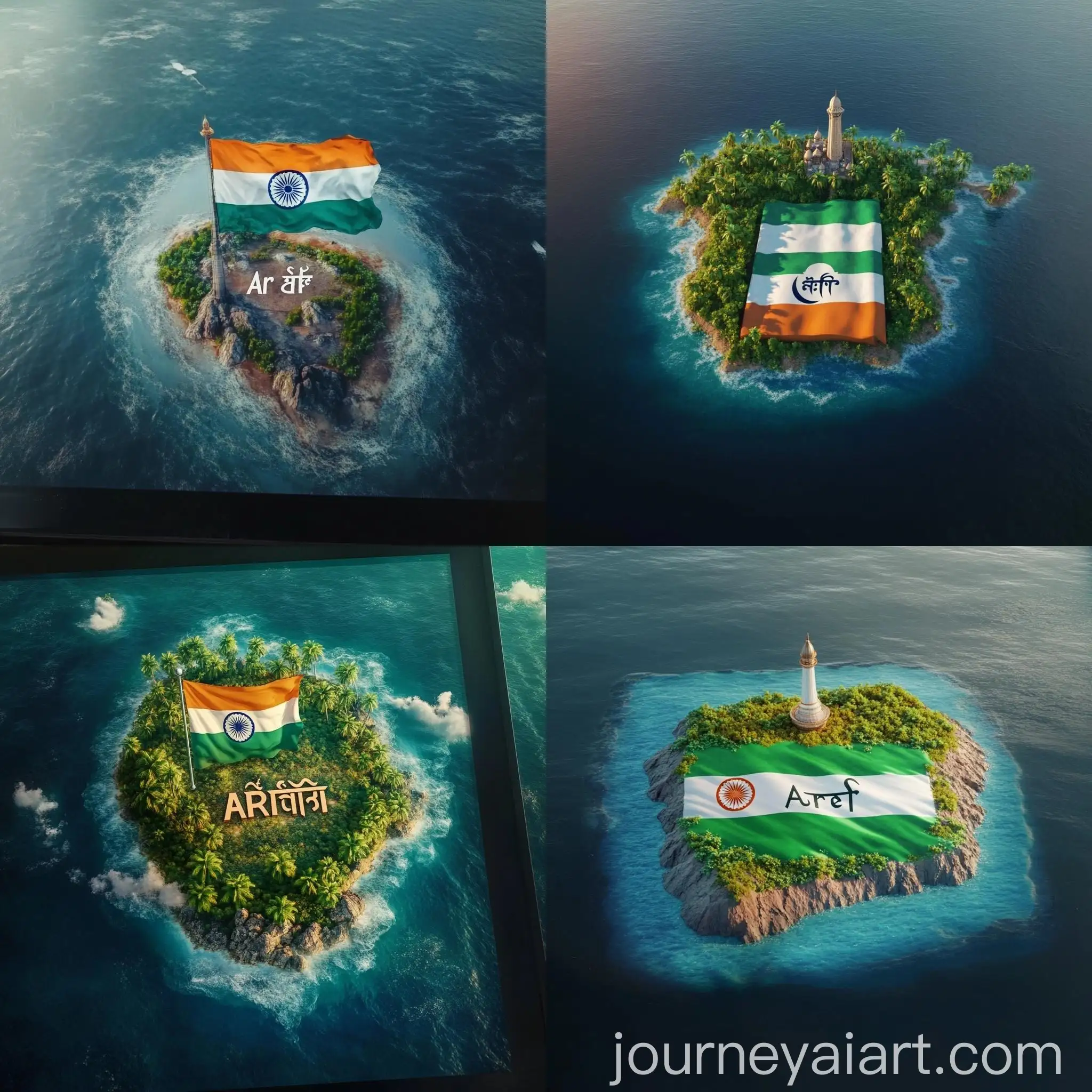 Indian-Flag-on-Island-with-Embedded-Name-Arif-in-Water