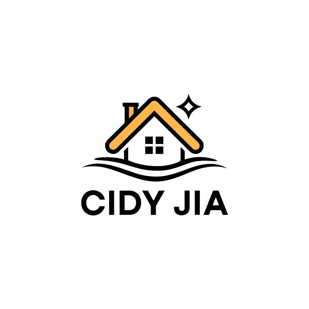 a vector logo design,with the text "Cidy Jia", main symbol:clean, house,Minimalistic,be used in Others industry,clear background