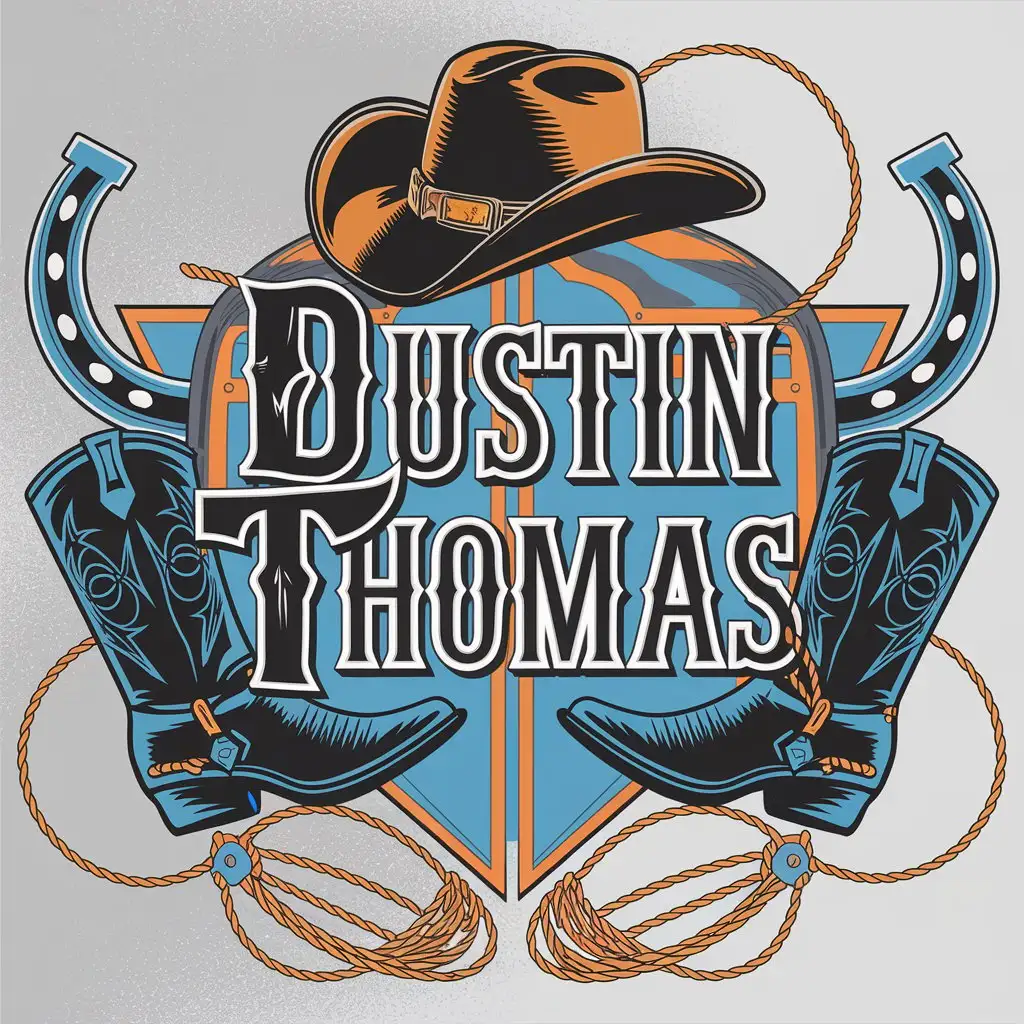 LOGO Design for Dustin Thomas Cowboy Boots Hat Horseshoes Lasso Theme for Automotive Industry