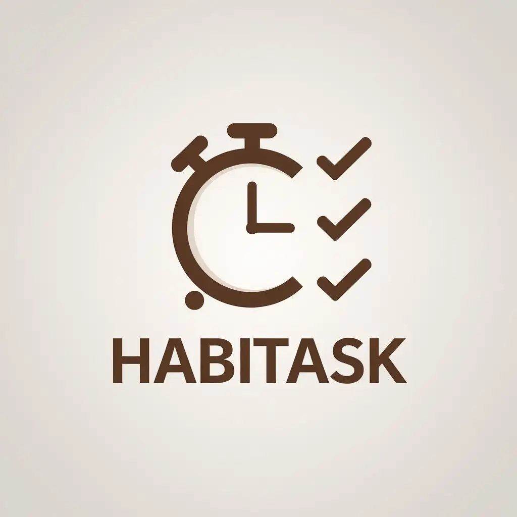 LOGO-Design-For-HabiTask-Brown-Clock-and-Checkboxes-on-White-Background