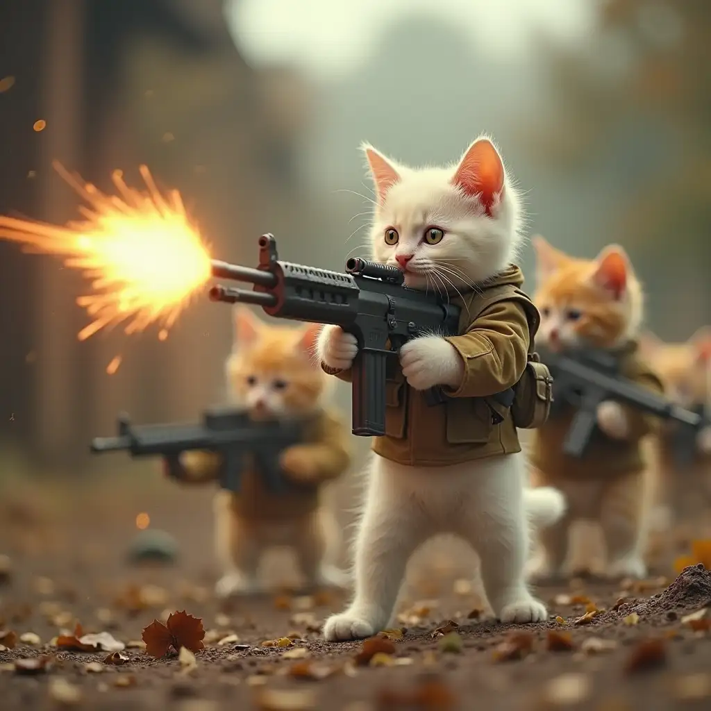 White-Military-Kittens-Engaged-in-Battle-Against-OrangeYellow-Felines