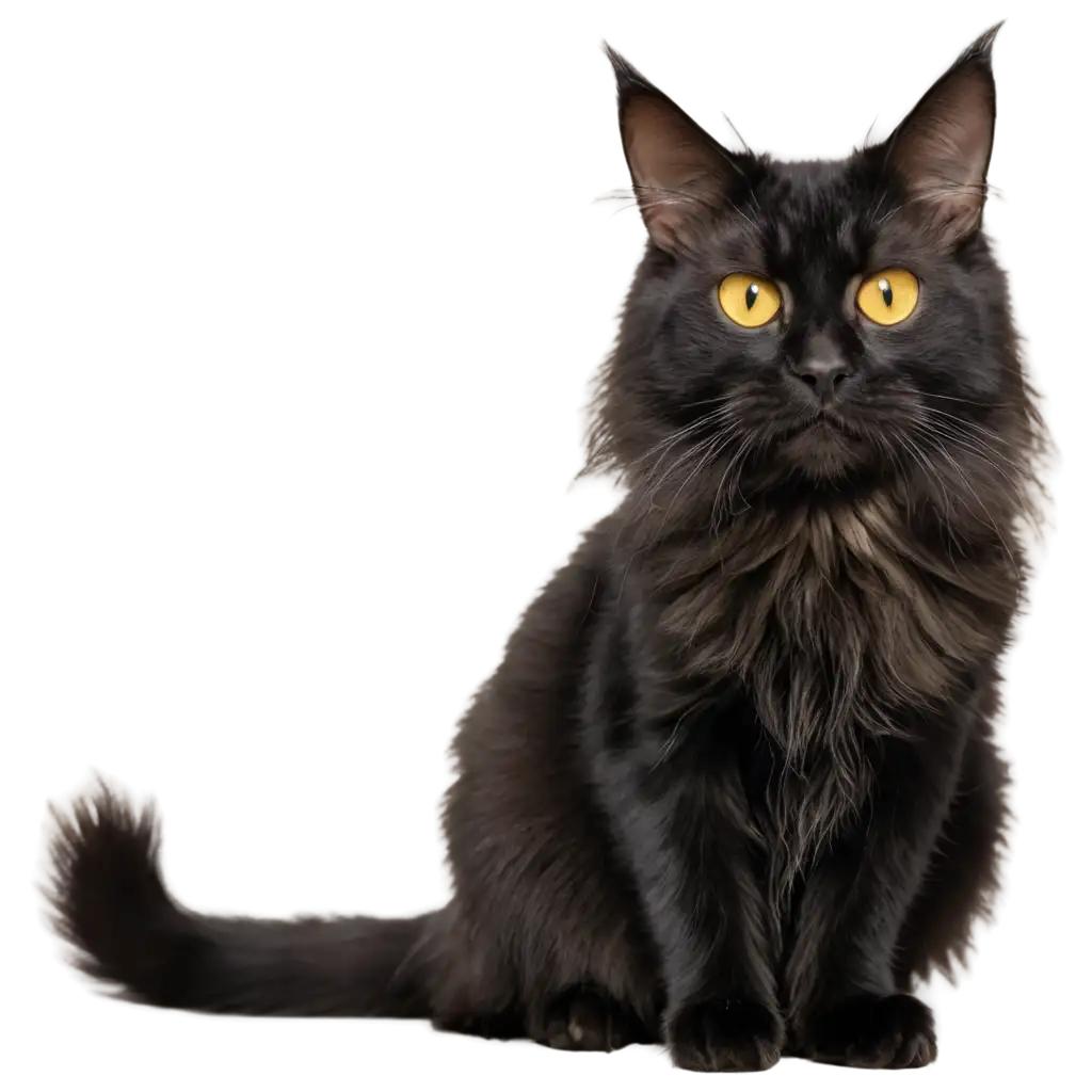 Black-Cat-Maine-Coon-with-Yellow-Eyes-PNG-Captivating-Feline-Image-for-Digital-Art