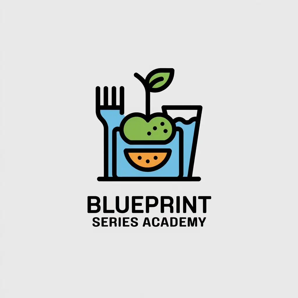 LOGO Design for Blueprint Series Academy Healthy Eating Drinking Theme with Clear Background