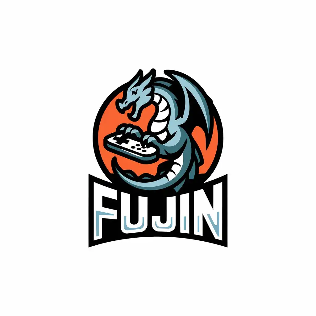 LOGO Design for FUJIN Dragon Playing on Gamepad for Entertainment Industry