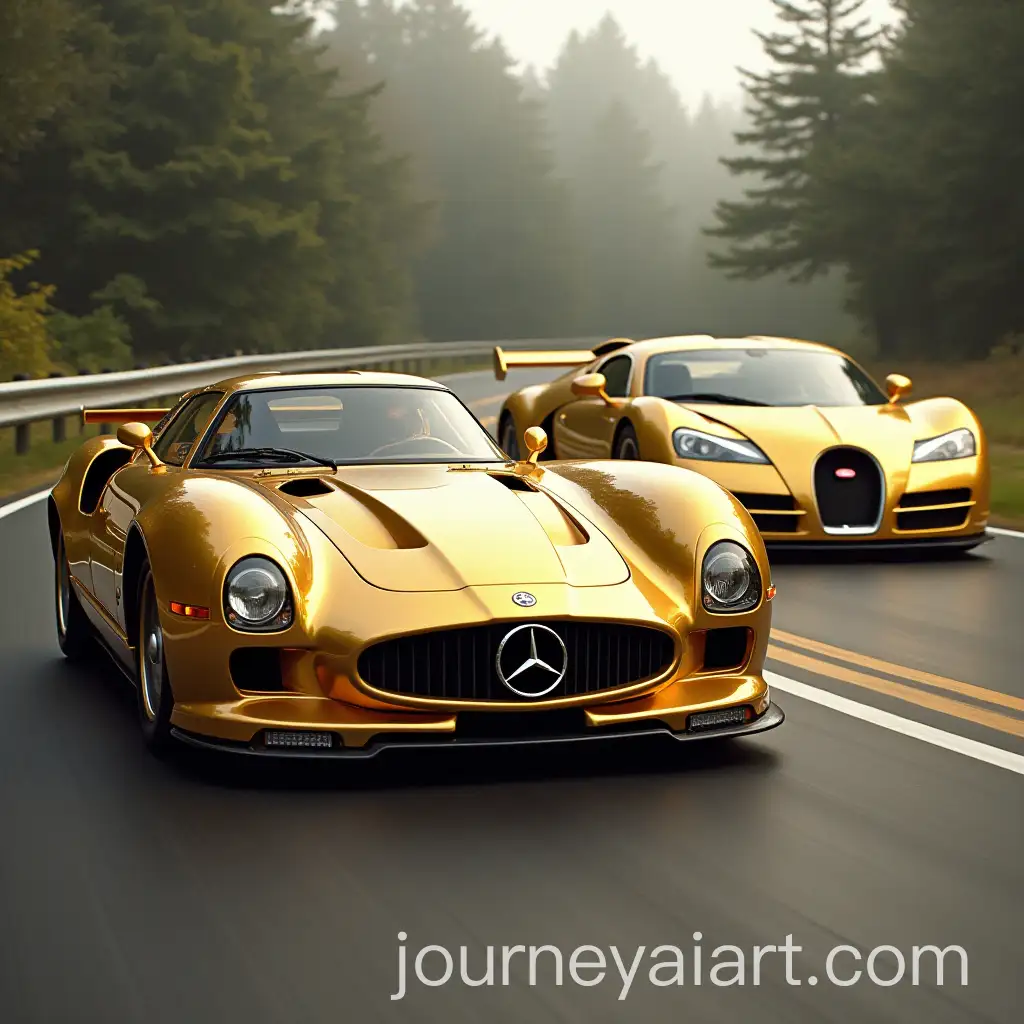 Golden-Mercedes-AVTR-Racing-a-Golden-Bugatti-EB4-on-a-Futuristic-Road