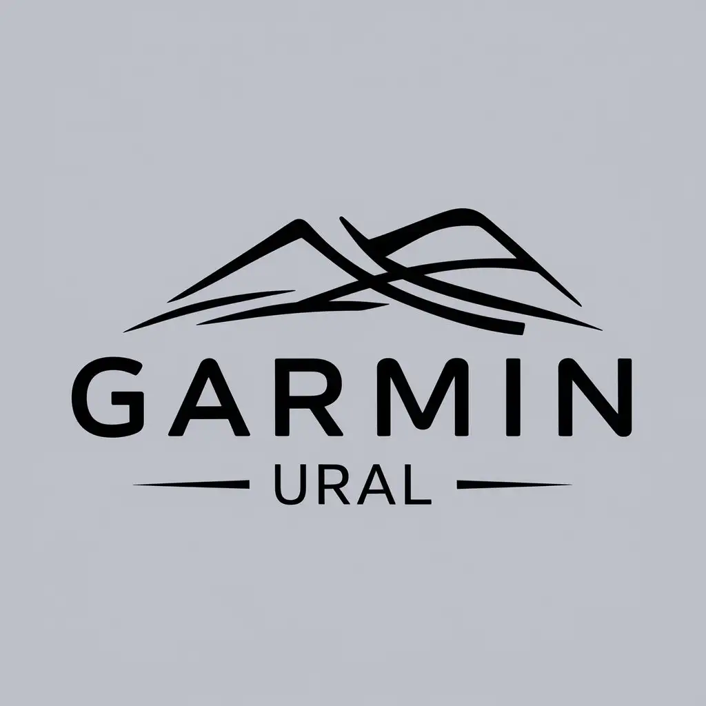 a logo design,with the text "Garmin Ural", main symbol:Mountains and run,Moderate,clear background