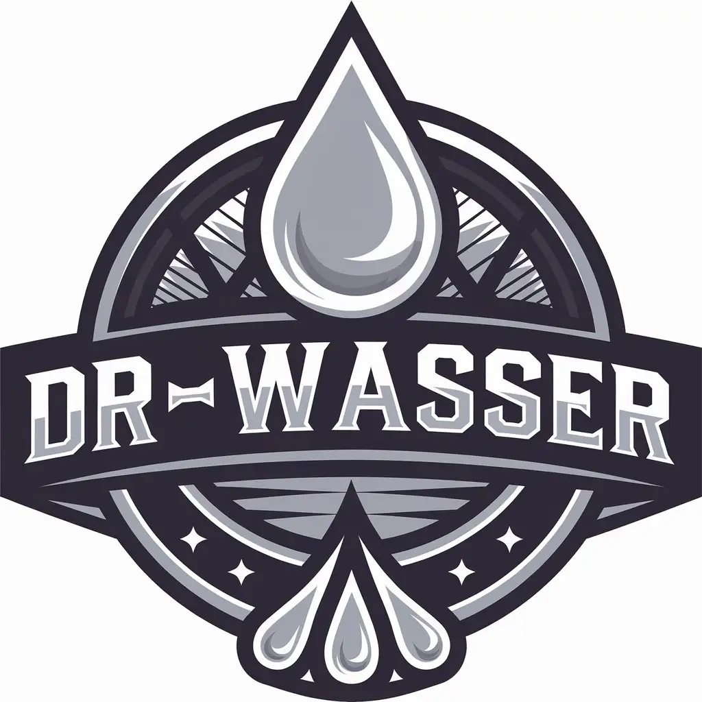 LOGO Design For DRWasser Modern Waterdrop Symbol on Clear Background