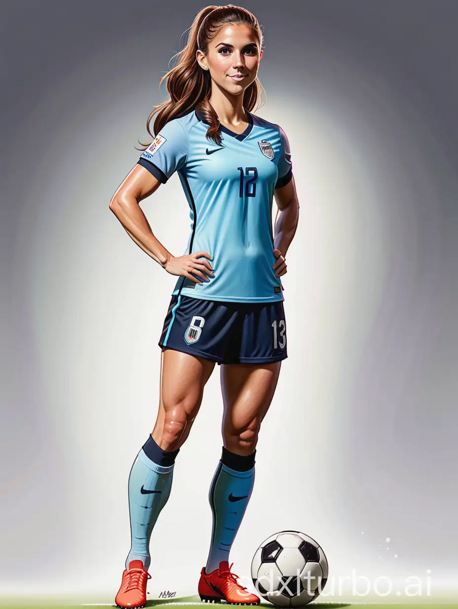 Caricature-of-Alex-Morgan-Soccer-Player-in-Full-Body-Action