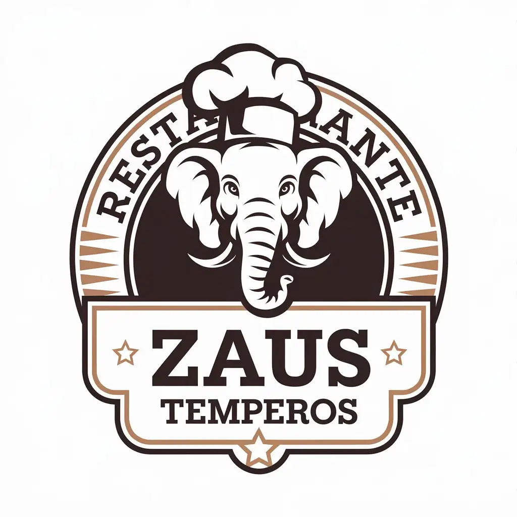 LOGO-Design-for-Restaurante-Zaus-Temperos-Elephant-Chef-Symbol-with-Culinary-Flair