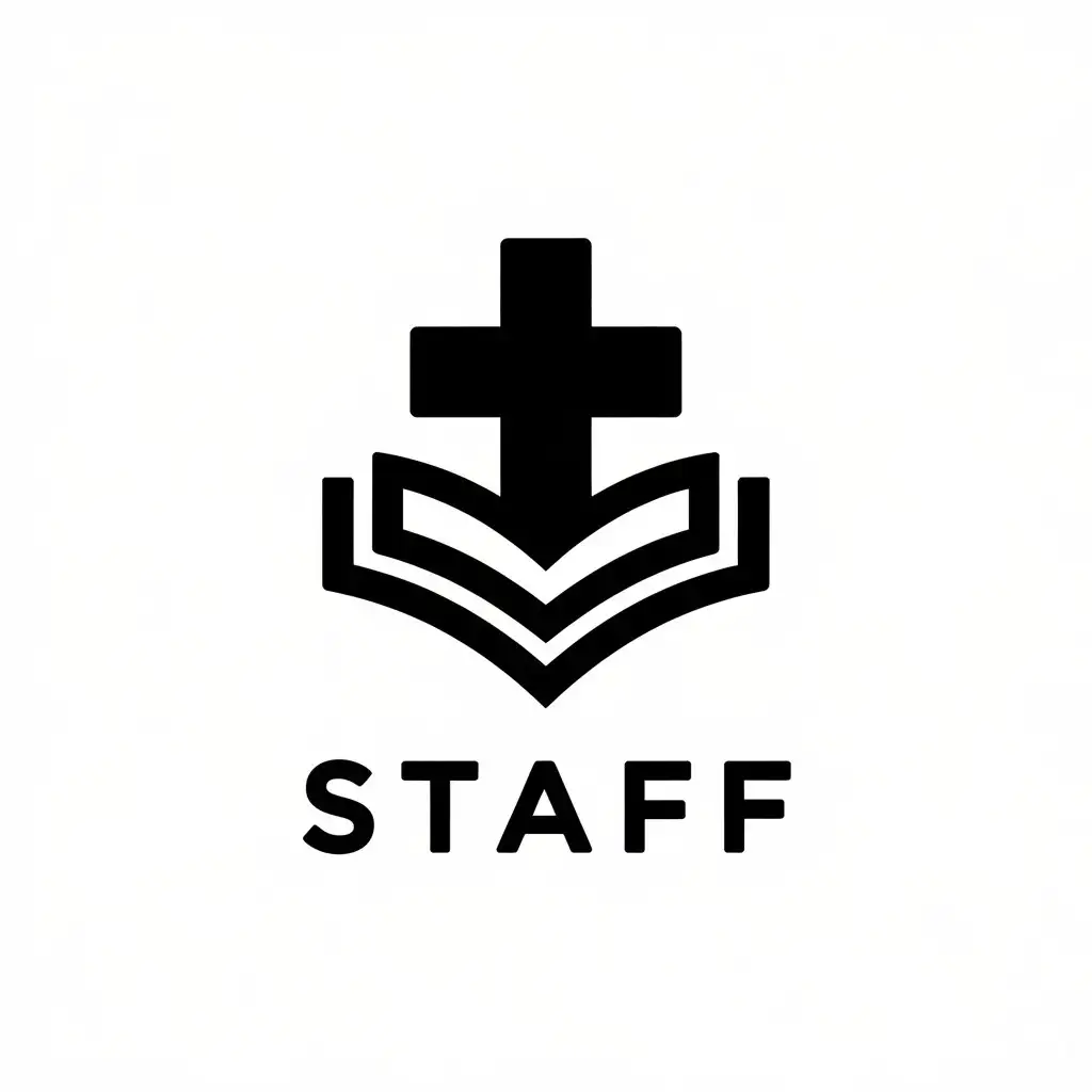 a vector logo design,with the text "STAFF", main symbol:Cruz, Bíblia,Moderate,clear background