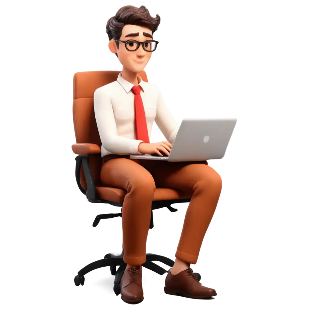 Cartoon-Face-Man-in-Office-Uniform-Using-Laptop-PNG-Image-Creation