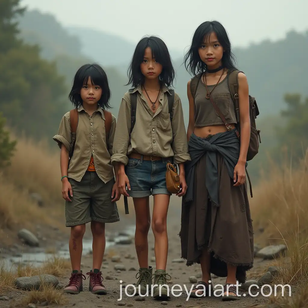 Asian-Woman-with-Child-and-Elderly-Woman-in-PostApocalyptic-World