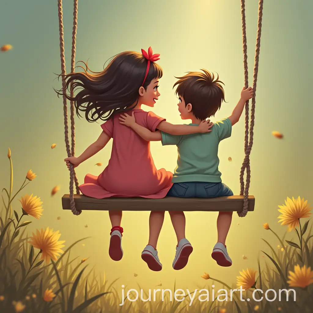 A-Girl-and-Boy-Swinging-Together-on-a-Swing-Set