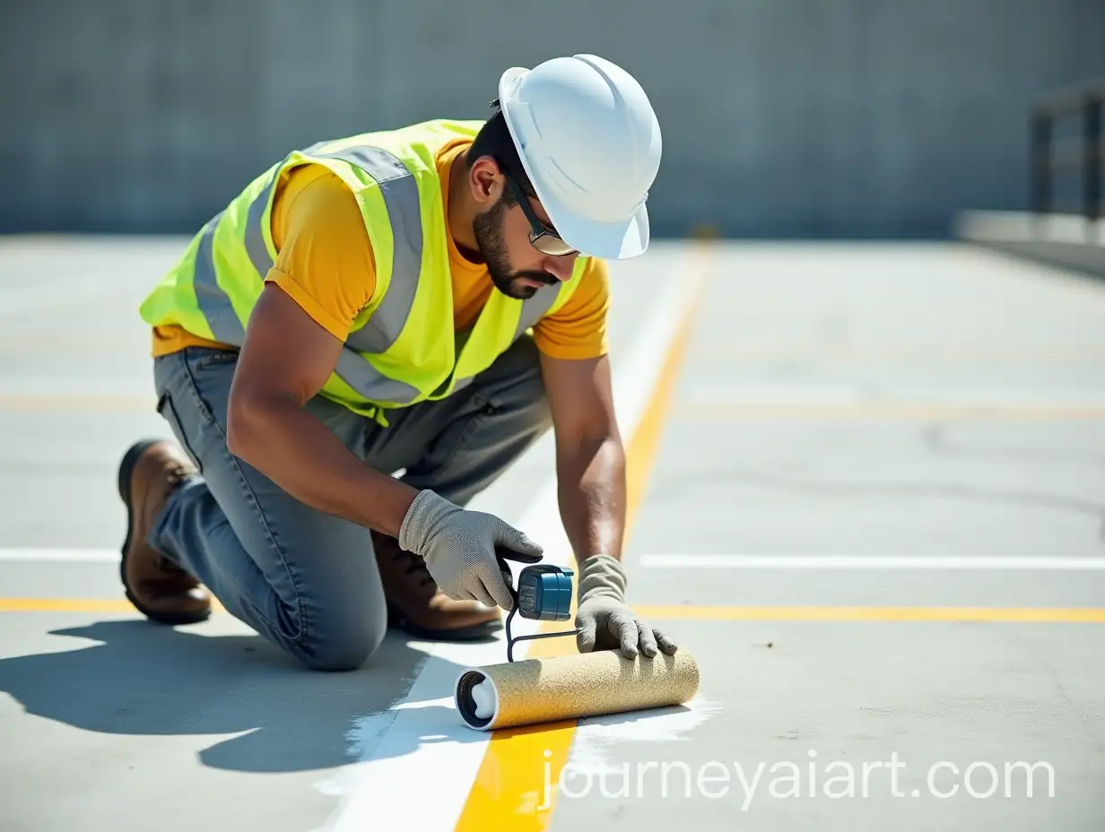 Latino-Specialist-Painting-Parking-Lot-Lines-with-Precision-and-Safety-Gear