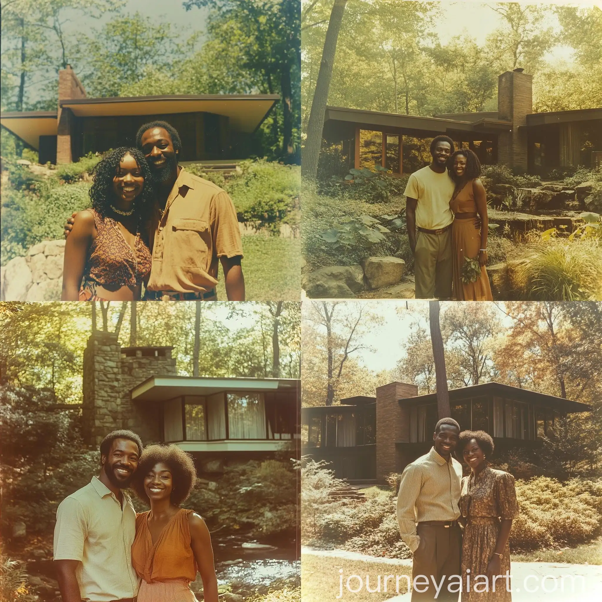 Happy-Black-Couple-at-Mid-Century-Modern-Home-in-Forest
