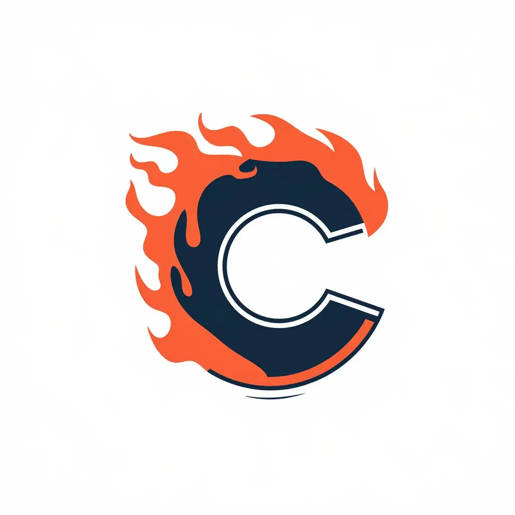 LOGO Design for C Fiery OrangeRed C with Navy Background and Bold Passionate Sports Fitness Theme