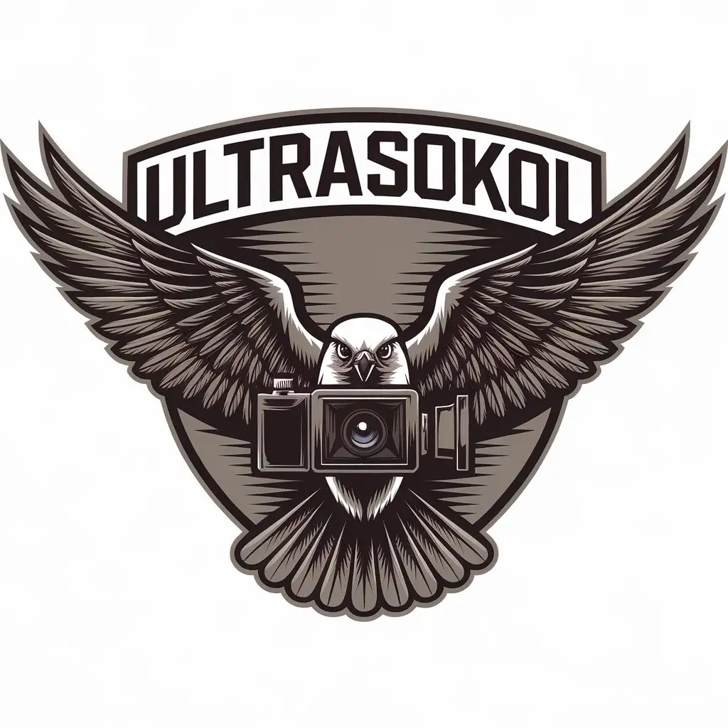 LOGO-Design-for-ULTRASOKOL-Falcon-Wings-and-Video-Camera-Symbol-in-Clear-Background