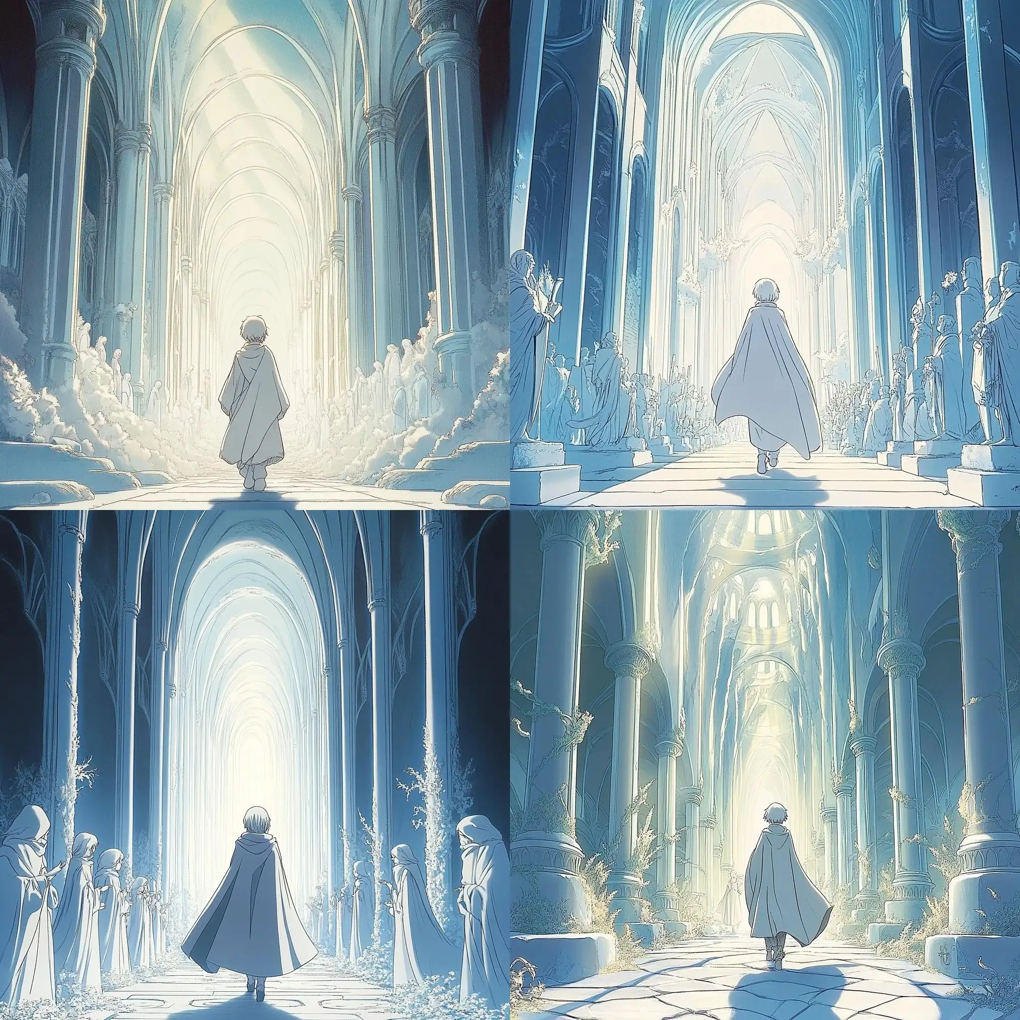 WhiteHaired-Character-Walking-Through-Heavenly-Abbey-in-1990s-Anime-Style