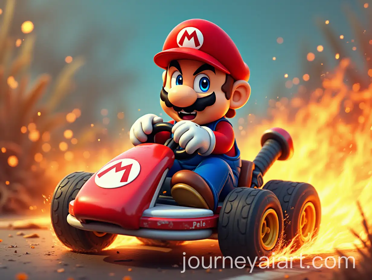 Angry-Mario-Racing-Kart-with-Flaming-Wheels-and-Graffiti-Art
