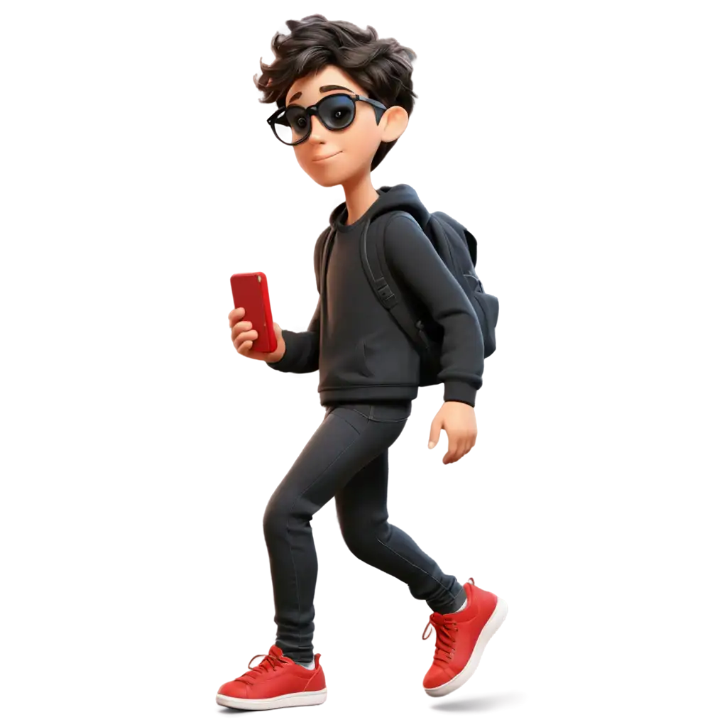 3D-PixarStyle-PNG-Image-of-Cool-Boy-with-Sunglasses-Black-Hoodie-and-Red-Sneakers-Carrying-Power-Bank-Backpack