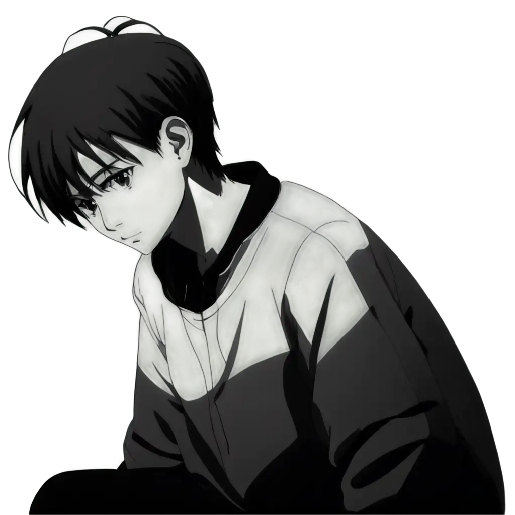 Sad-Mood-Black-and-White-Anime-Boy-PNG-HighQuality-Emotional-Expression-Art-for-Multiple-Uses