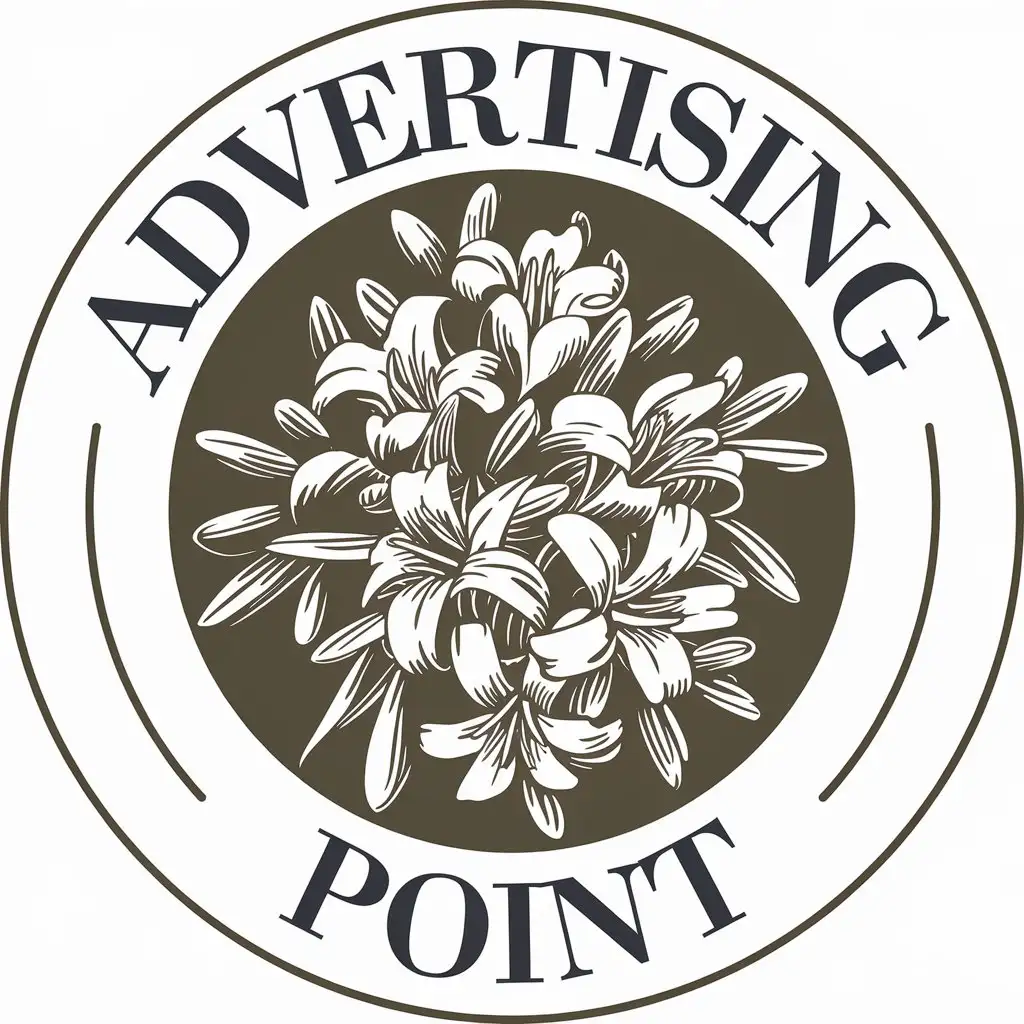 a vector logo design,with the text "Advertising Point", main symbol:flowers,Moderate,clear background