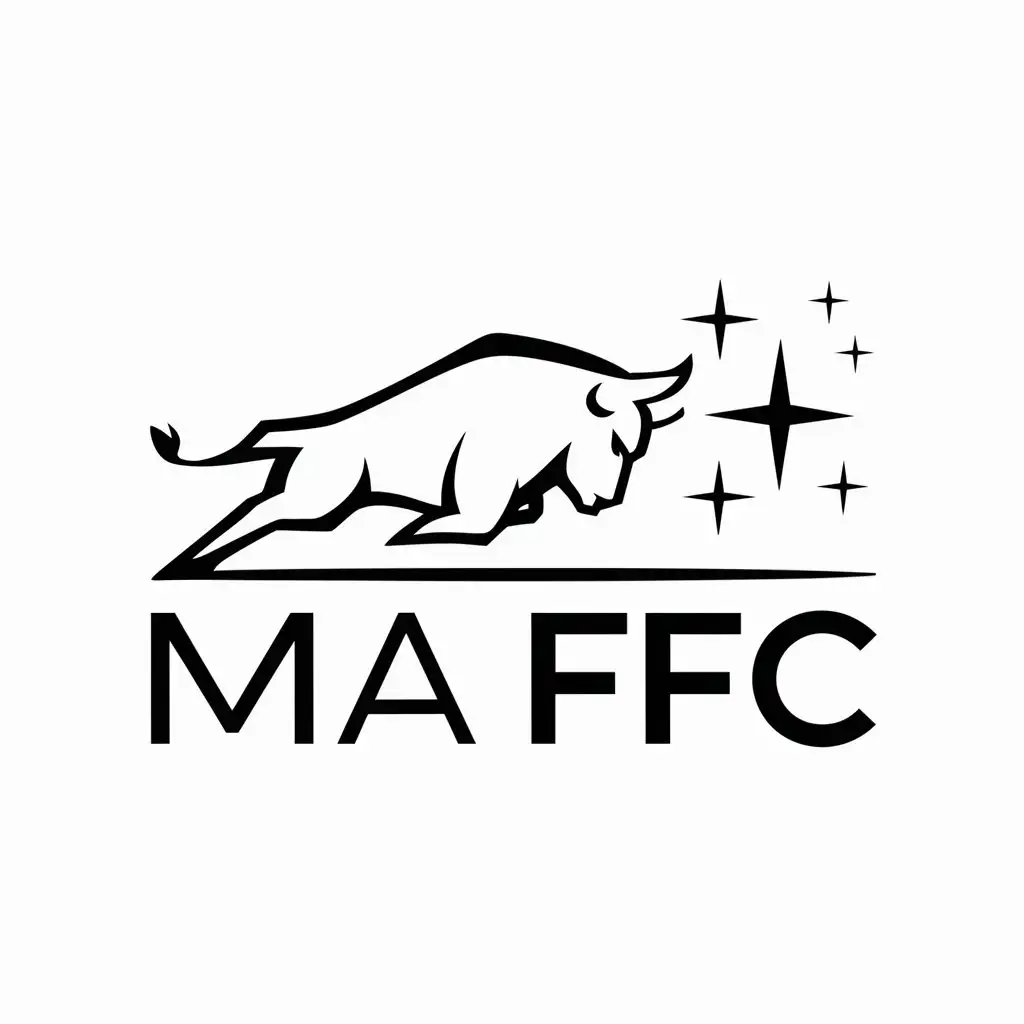 a logo design,with the text "MA FFC", main symbol:bull runs to the stars,Minimalistic,be used in Sports Fitness industry,clear background