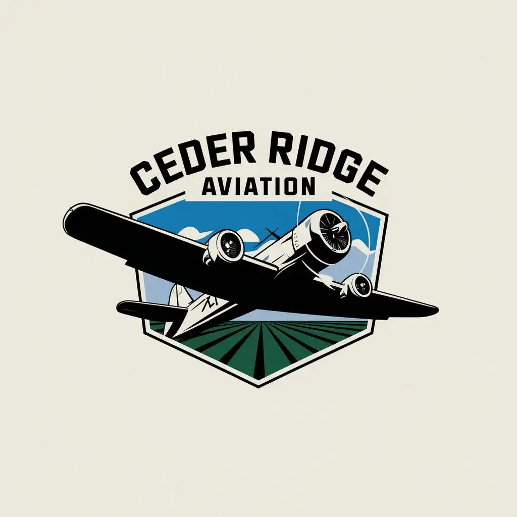 LOGO Design for Ceder Ridge Aviation Vintage Military Aesthetic with Top Gun Twist for Agricultural Spraying